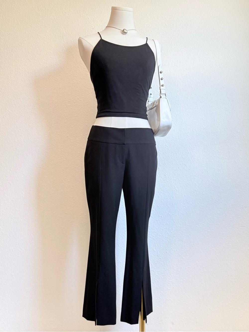 Y2K Classiques Entier Low Rise Split Hem Capri Trousers Minimalist Chic
